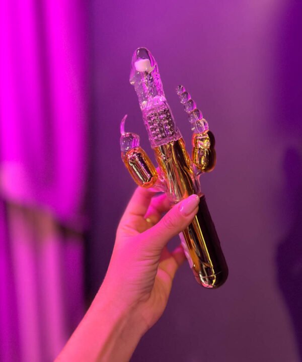 Vibrador Dourado Rotativo triplo recarregável